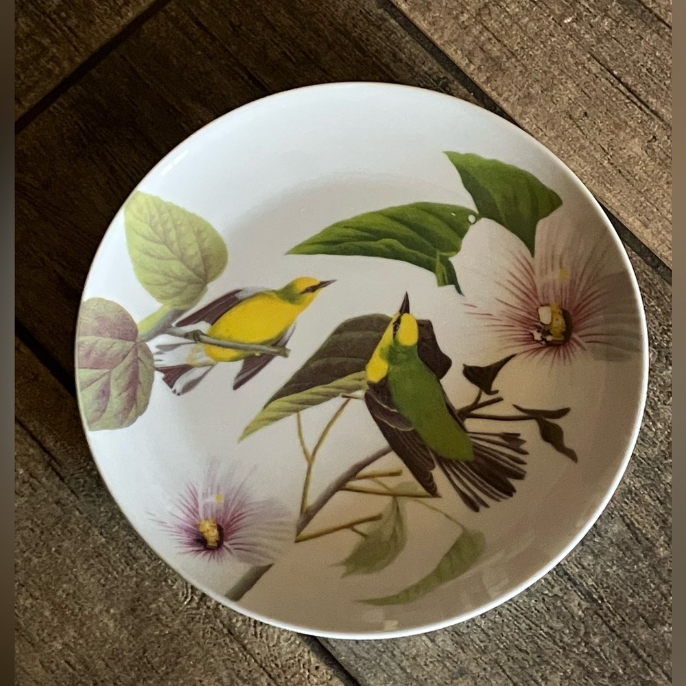 I. Godinger & Co National AUDUBON Society SALAD PLATE Blue Winged WARBLER Bird